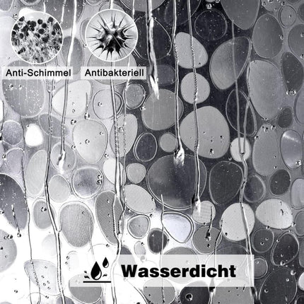 Waterproof Shower Curtain with Bottom Magnet and Weight Pebble Pattern, 180x180 cm.