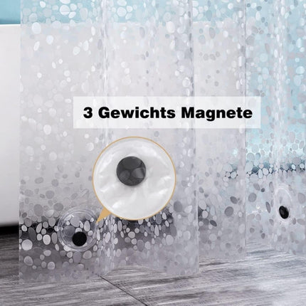 Waterproof Shower Curtain with Bottom Magnet and Weight Pebble Pattern, 180x180 cm.