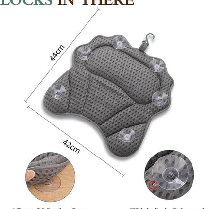 6-Pack Ergonomic Bathtub Pillow with 6 Strong Suction Cups, Support for Head Neck Shoulders & Back, 4D Design, Gray.