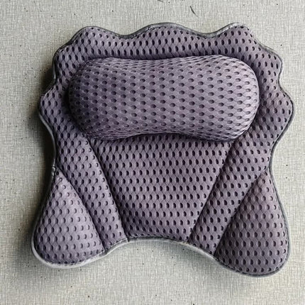 6-Pack Ergonomic Bathtub Pillow with 6 Strong Suction Cups, Support for Head Neck Shoulders & Back, 4D Design, Gray.