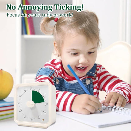 60 Minute Visual Timer for Kids, Adjustable Volume with Magnet, Yellow, 6.3 x 2.4 x 2.4 inches.