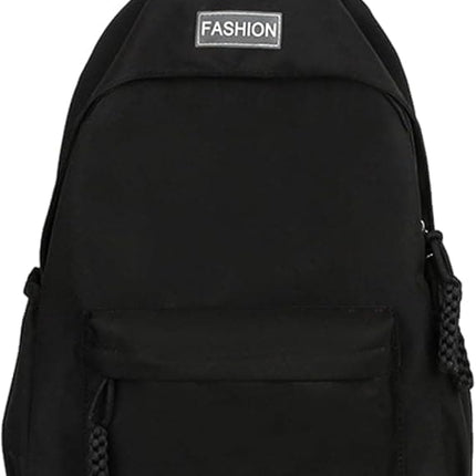 Waterproof School Backpack for Travel, Unisex Solid Color, Black.