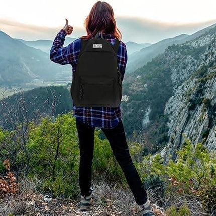 Waterproof School Backpack for Travel, Unisex Solid Color, Black.