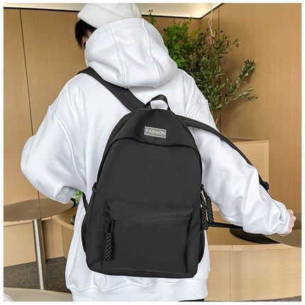 Waterproof School Backpack for Travel, Unisex Solid Color, Black.