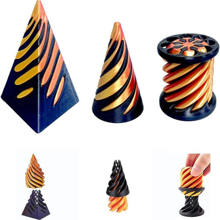 3D Printed Spiral Cone Fidget Toy for Stress Relief, Desk Gadget.