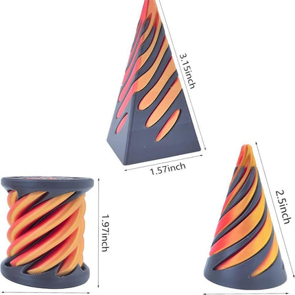 3D Printed Spiral Cone Fidget Toy for Stress Relief, Desk Gadget.