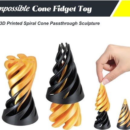 3D Printed Spiral Cone Fidget Toy for Stress Relief, Desk Gadget.