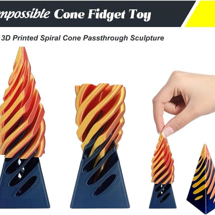3D Printed Spiral Cone Fidget Toy for Stress Relief, Desk Gadget.