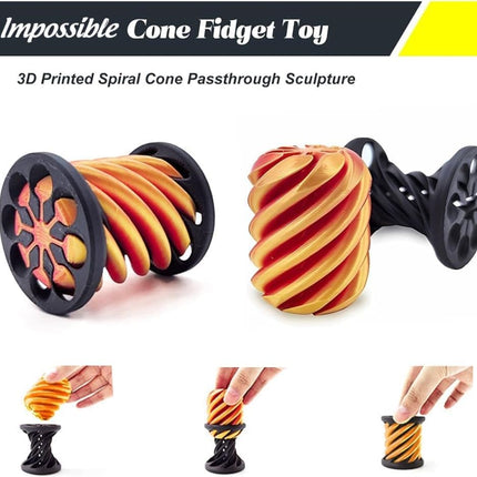 3D Printed Spiral Cone Fidget Toy for Stress Relief, Desk Gadget.