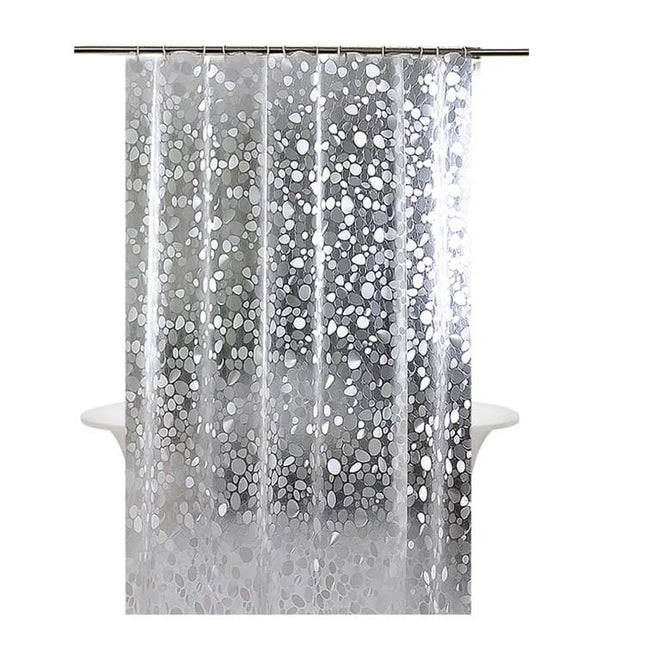 1.8m Waterproof Shower Curtain Lining Pebble Pattern Transparent Odorless for Bathroom, 180x200cm.