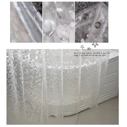1.8m Waterproof Shower Curtain Lining Pebble Pattern Transparent Odorless for Bathroom, 180x200cm.