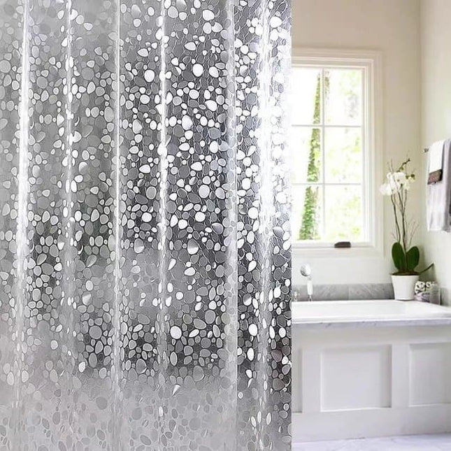 Shower Curtain Lining Pebble Pattern Transparent Waterproof Odorless for Bathroom, 1.5/1.8/2x1.8m.