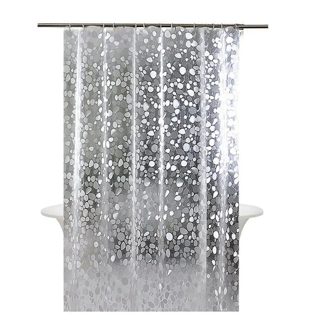 Shower Curtain Lining Pebble Pattern Transparent Waterproof Odorless for Bathroom, 1.5/1.8/2x1.8m.