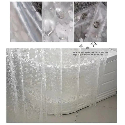 Shower Curtain Lining Pebble Pattern Transparent Waterproof Odorless for Bathroom, 1.5/1.8/2x1.8m.