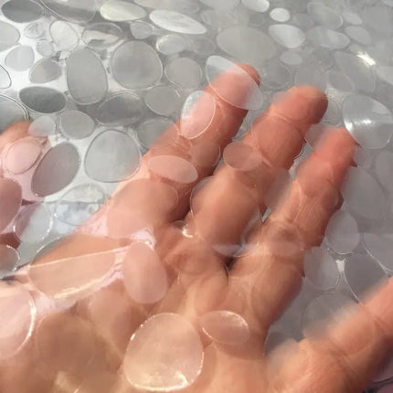Shower Curtain Lining Pebble Pattern Transparent Waterproof Odorless for Bathroom, 1.5/1.8/2x1.8m.