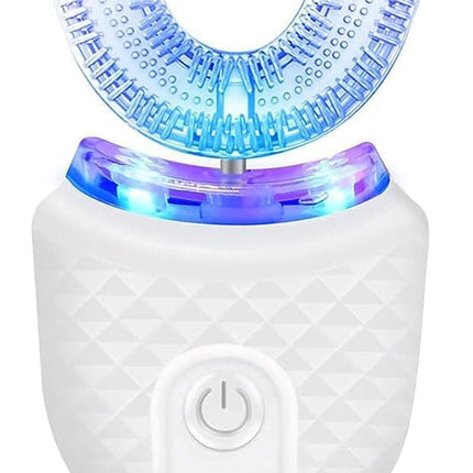 360° U-Shaped Electric Toothbrush, 3 Cleaning Modes, IPX7 Waterproof, Automatic Ultrasonic Tooth Cleaner, Compatible with Oral-B, White.
