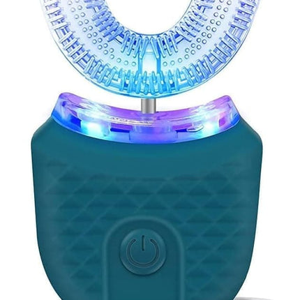 U-Shaped Electric Toothbrush with 3 Cleaning Modes, IPX7 Waterproof, Automatic Ultrasonic Tooth Cleaner, Compatible with Oral-B, Green.