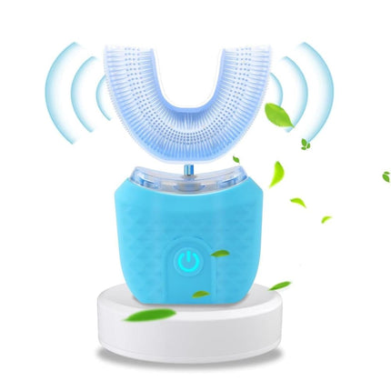 360° U-Shaped Electric Toothbrush with 3 Cleaning Modes, IPX7 Waterproof, Automatic Ultrasonic Tooth Cleaner, Compatible with Oral-B, Blue.