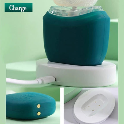 360° U-Shaped Electric Toothbrush with 3 Cleaning Modes, IPX7 Waterproof, Automatic Ultrasonic Tooth Cleaner, Compatible with Oral-B, Blue.