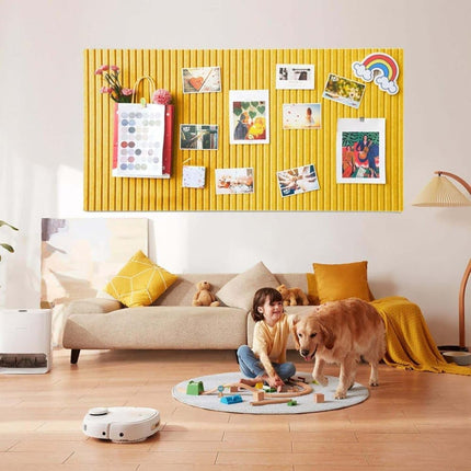 Yellow Self-adhesive Photo Board, Decorative Cork and Wall Panel Bulletin Board with Acoustic Panels for Photos and Messages, for Home and Office, 30x30cm.