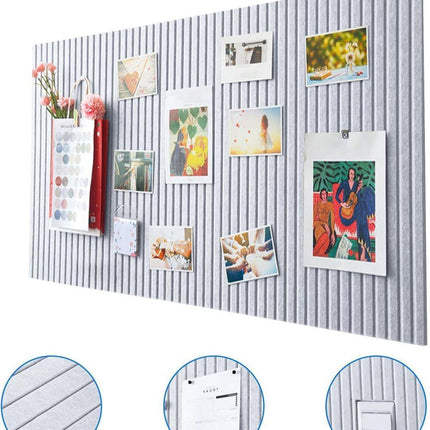 Self-adhesive Photo Board 30x30cm, Decorative Cork and Wall Panel Bulletin Board with Acoustic Panels for Photos and Messages, Gray, for Home and Office.
