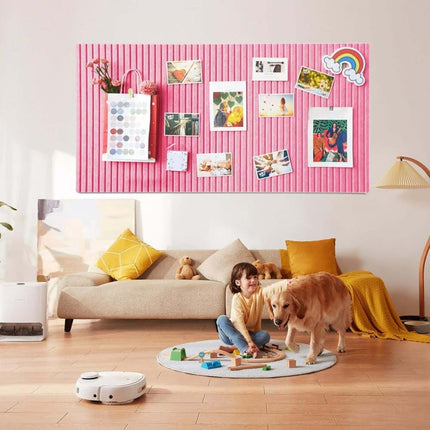 30x45cm Self-Adhesive Photo Board, Decorative Cork and Wall Panel Bulletin Board with Acoustic Panels for Photos and Messages, Pink, for Home and Office.