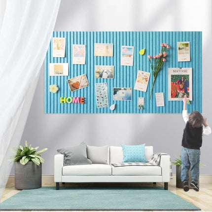 30x45cm Self-Adhesive Photo Board, Decorative Cork and Acoustic Wall Panel Bulletin Board for Photos and Messages, Compatible with Home and Office, Blue.