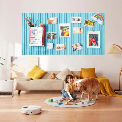 40x60cm Self-Adhesive Photo Board, Decorative Cork and Wall Panel Bulletin Board with Acoustic Panels for Photos and Messages, Blue, for Home and Office.