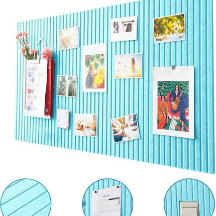 40x60cm Self-Adhesive Photo Board, Decorative Cork and Wall Panel Bulletin Board with Acoustic Panels for Photos and Messages, Blue, for Home and Office.
