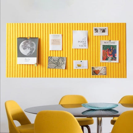 40x60cm Self-Adhesive Photo Board, Decorative Cork Wall Panel Bulletin Board with Acoustic Panels for Photos and Messages, Yellow, for Home and Office.