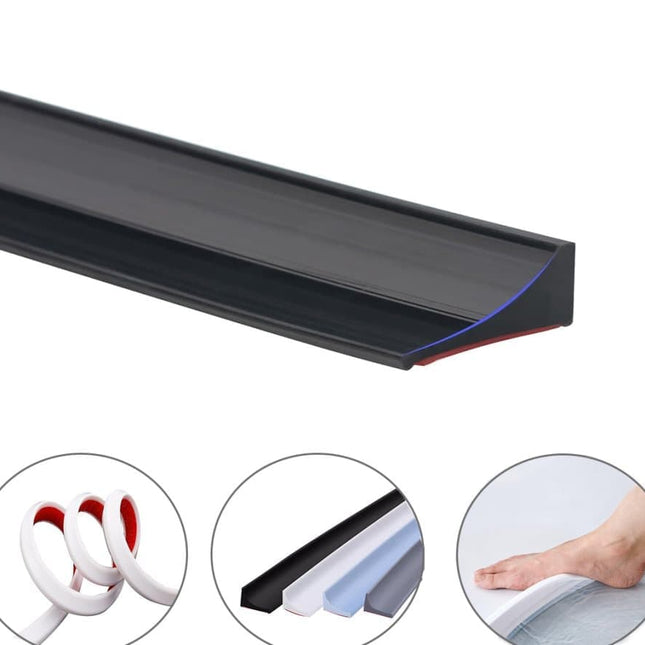 10 m Self-Adhesive Shower Strip Water Barrier with Self-Adhesive Strip, Black.