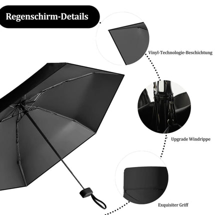 UV Protective Folding Umbrella Wind-Resistant Lightweight Waterproof for Travel Beach Everyday Use, Black.