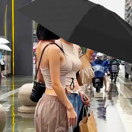 UV Protective Folding Umbrella Wind-Resistant Lightweight Waterproof for Travel Beach Everyday Use, Black.