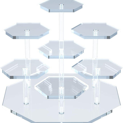 7-Tier Acrylic Display Stand for Cupcakes Perfume Desserts Figurines, Transparent.