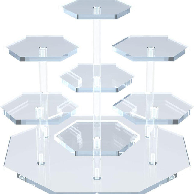 7-Tier Acrylic Display Stand for Cupcakes Perfume Desserts Figurines, Transparent.