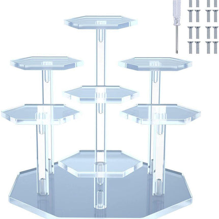7-Tier Acrylic Display Stand for Cupcakes Perfume Desserts Figurines, Transparent.