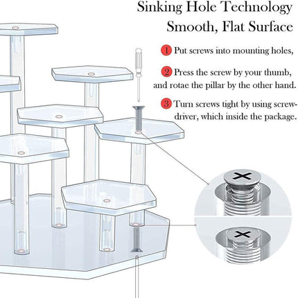 7-Tier Acrylic Display Stand for Cupcakes Perfume Desserts Figurines, Transparent.