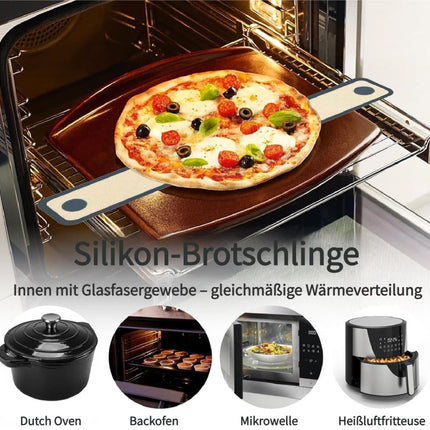 2-Pack Extra Thick 0.7mm Oven Mats with Long Handle, Durable Baking Mats for Oven Microwave Air Fryer.