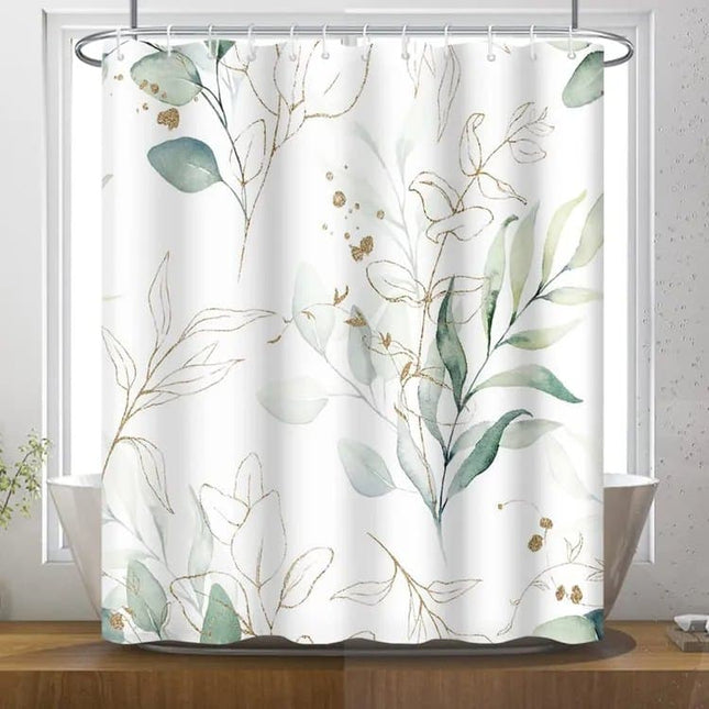 Waterproof Shower Curtain Green Mildew Resistant, 180x180 cm.