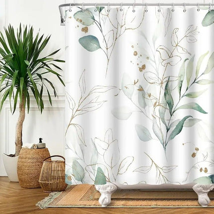 Waterproof Shower Curtain Green Mildew Resistant, 180x180 cm.