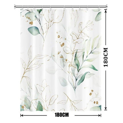 Waterproof Shower Curtain Green Mildew Resistant, 180x180 cm.