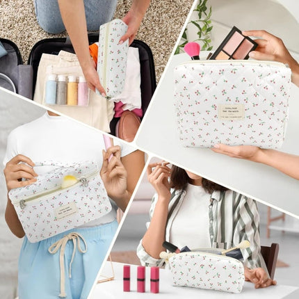 3-Piece Floral Makeup Bag Toiletry Travel Organizer, 20 x 10 cm.
