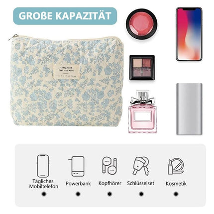 Floral Makeup Bag 3-Piece Set, Travel Toiletry Organizer, 20 x 10 cm.