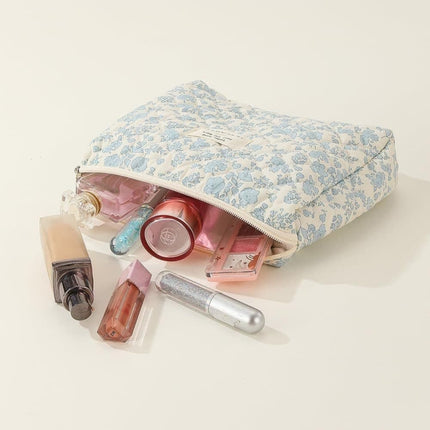 Floral Makeup Bag 3-Piece Set, Travel Toiletry Organizer, 20 x 10 cm.
