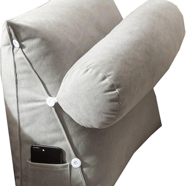 Adjustable Lumbar Support Cushion with Headrest for Office Chair and Car Seat, 45 x 45 x 20cm, Gray.