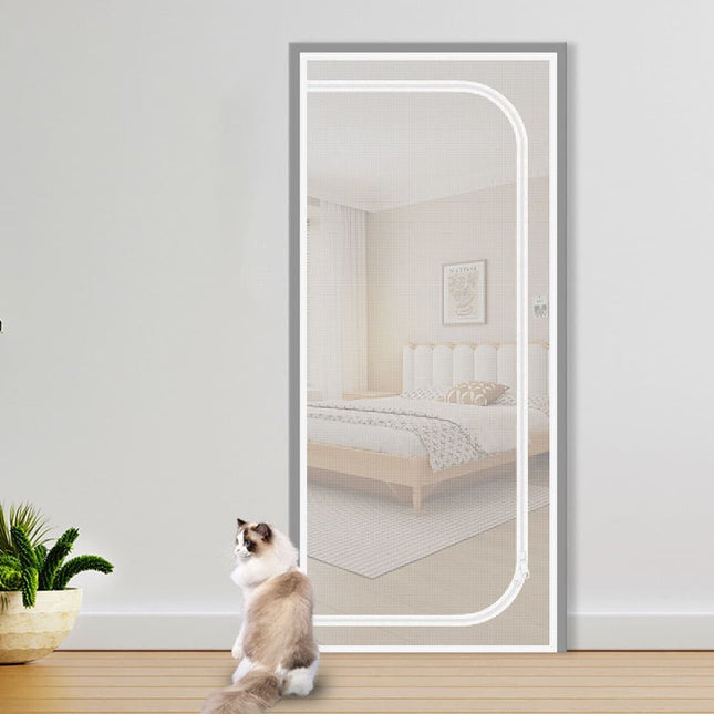Reinforced cat door protection durable breathable insect-repellent mesh scratch-resistant pet safe, 90x200cm, White.