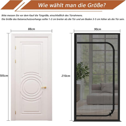 Reinforced Cat Door Protection with Durable Breathable Insect-Repellent Mesh, Scratch-Resistant and Pet Safe, 110x220cm, Black.
