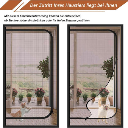 Reinforced Cat Door Protection with Durable Breathable Insect-Repellent Mesh, Scratch-Resistant and Pet Safe, 110x220cm, Black.