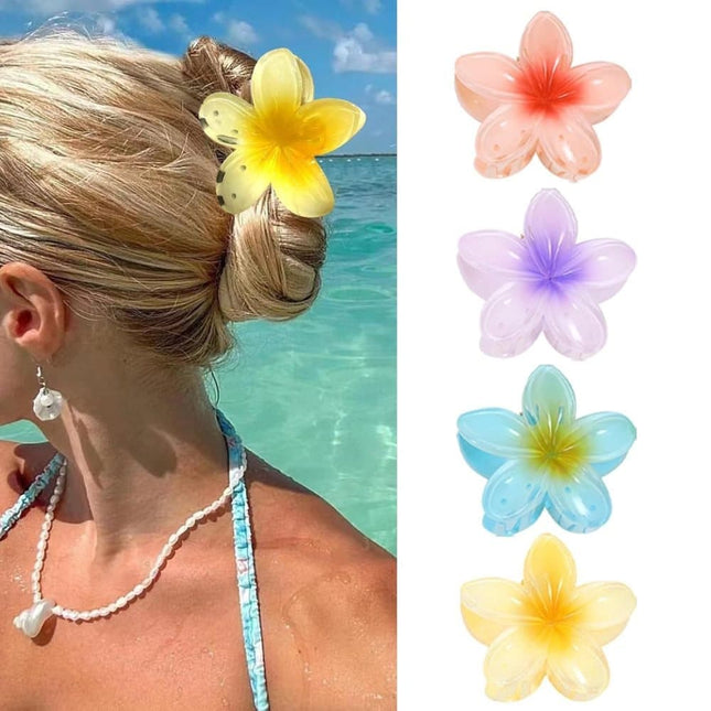 Anti-Slip Flower Hair Clips 4-Pack, Non-Slip Floral Hair Accessories for Women and Girls.