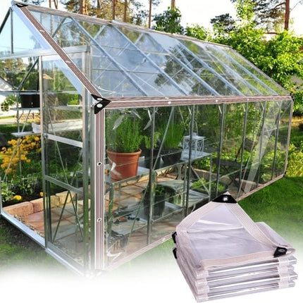 Waterproof Tarpaulin 2x5m and 2x3m, Transparent PE Film for Garden and Camping, Rainproof.